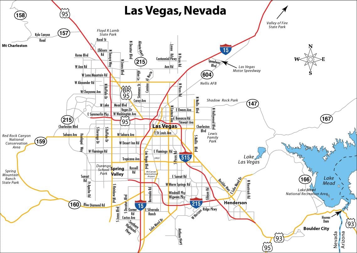 mapa ulica Las Vegas