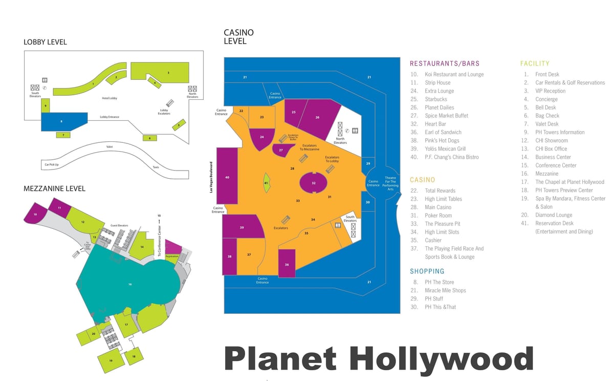 Las Vegas strip karti Planet Hollywood